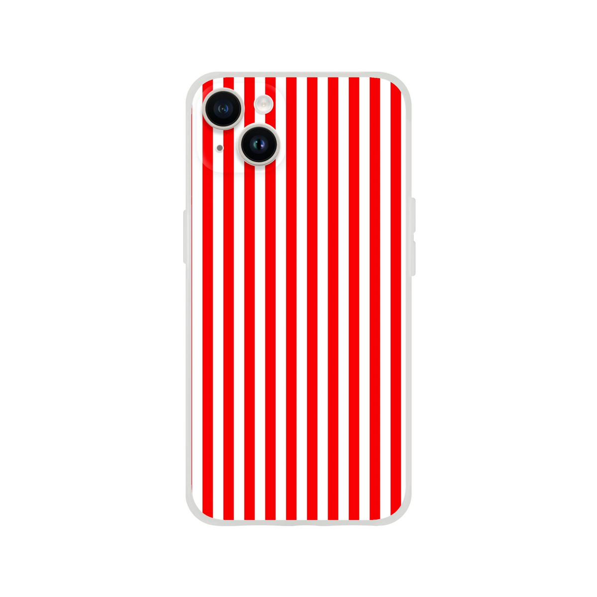 Red Stripe iPhone Case (13-16) with minimalist retro red-and-white vertical stripes and a matte finish.
