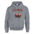 Women's gray hoodie featuring a bold CHERRIES graphic with two cherries, retro Y2K aesthetic.