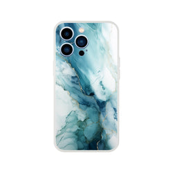 Blue Marble Ocean Agate abstract iPhone case for 13-16 with a slim matte shell.