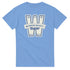 Washington University women's graphic T-shirt in light blue with large W logo and banner.