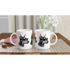 Gangster Dog Mug Gift For Him: two glossy white ceramic mugs featuring a black-and-white gangster dog in sunglasses.