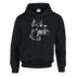 Black hoodie with gangster dog graphic wearing sunglasses and a chain, front pocket, soft cotton blend.