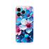 Blossom floral iPhone case with pastel blue and pink flowers, slim protective TPU cover for iPhone 16–13.