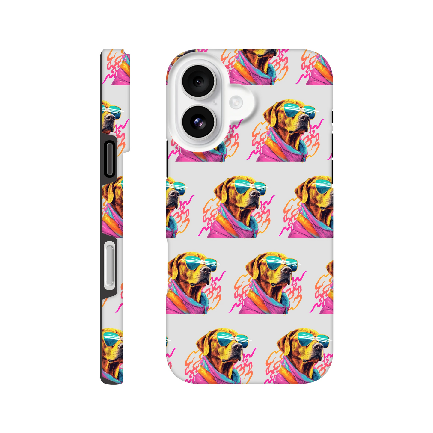 Cool dog phone case: tough protective wraparound print with a colorful sunglasses-wearing dog for iPhone 16-13.