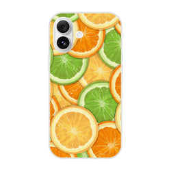 Citrus slice iPhone case for 13-16, tropical yellow and lime design.