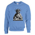 DJ Club Men's Graphic Sweatshirt in light blue, soft cotton blend, featuring Statue of Liberty DJing at a mixer.