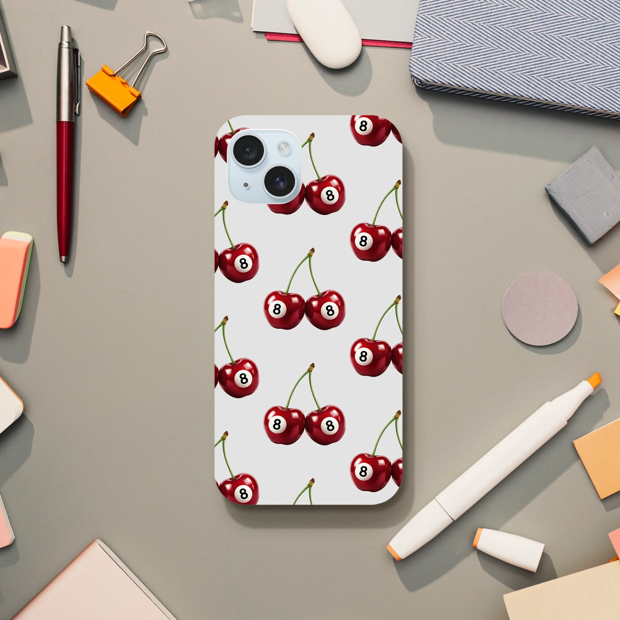Cute Cherries iPhone Case (13–16) – Retro Aesthetic Tough Protective Cover