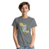 Women's Good Vibes Only graphic tee on gray cotton blend with floral vine and yellow roses.