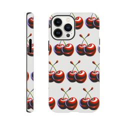 Cherries wraparound print tough protective iPhone case for iPhone 16 15 14 13, dual-layer glossy protection
