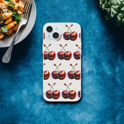 Cherries pattern slim protective iPhone case with frosted transparent finish for iPhone 13-16