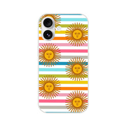 Retro rainbow sun pattern on a boho striped iPhone case for iPhone 13–16