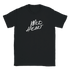 Black women's T-shirt with a white handwritten 'Wild Heart' slogan.