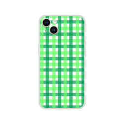 Green gingham iPhone case with a cute checkered aesthetic print.