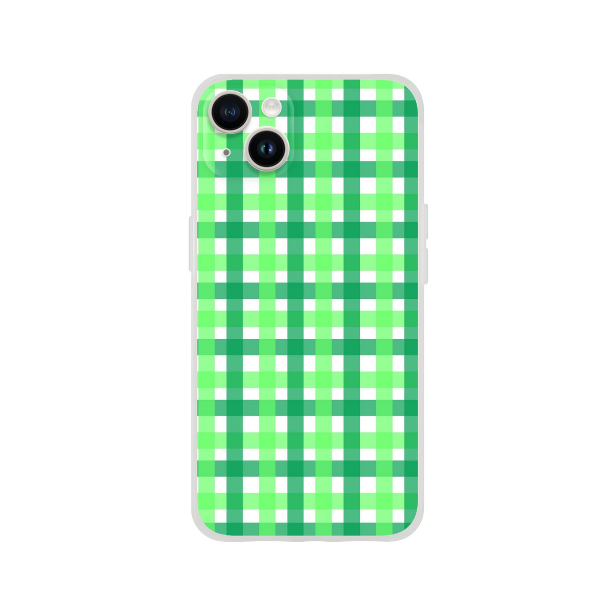 Green gingham iPhone case with a cute checkered aesthetic print.