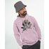 Male model in pink hoodie with You Matter slogan and floral graphic, front kangaroo pocket.