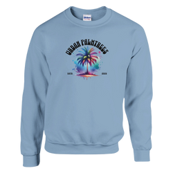 Urban Palm Trees Sweatshirt for Men featuring a colorful palm tree graphic and retro streetwear vibe.