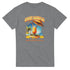 Women's tropical cocktail graphic tee in cotton blend with island scene; white/blue/grey/pink/black.