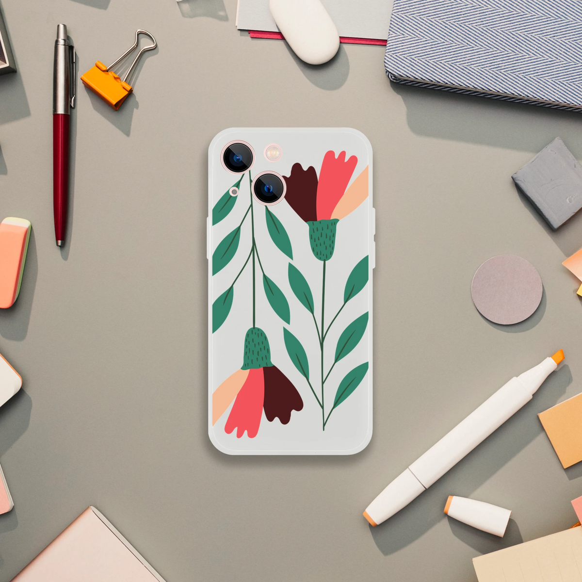 Retro Flowers iPhone Case 13-16 | Cute Aesthetic Phone Cover | Urban Palm Trees