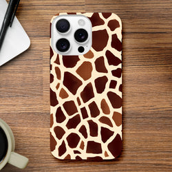 Bold giraffe print tough iPhone case featuring a safari animal pattern. Wild wildlife motif wraps around edges for durable protection and streetwear style.