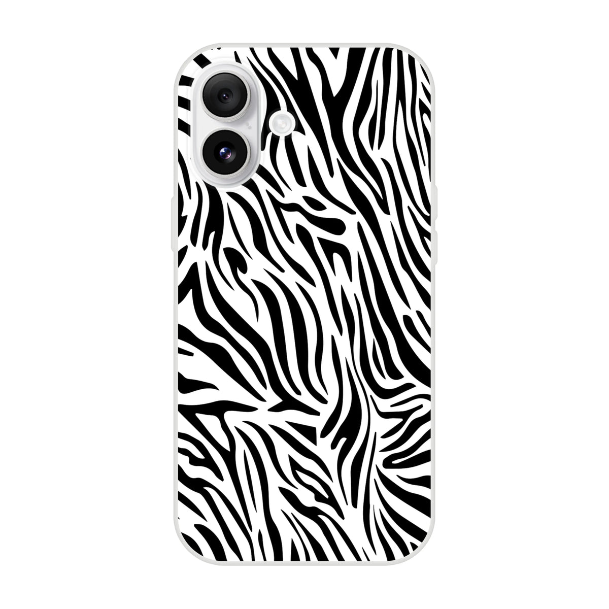 Black and white zebra print iPhone case for iPhone 13-16 with bold Y2K animal aesthetic.