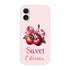 Cherries iPhone case with pink bow on pastel pink background; slim, protective cover for iPhone 16–13.