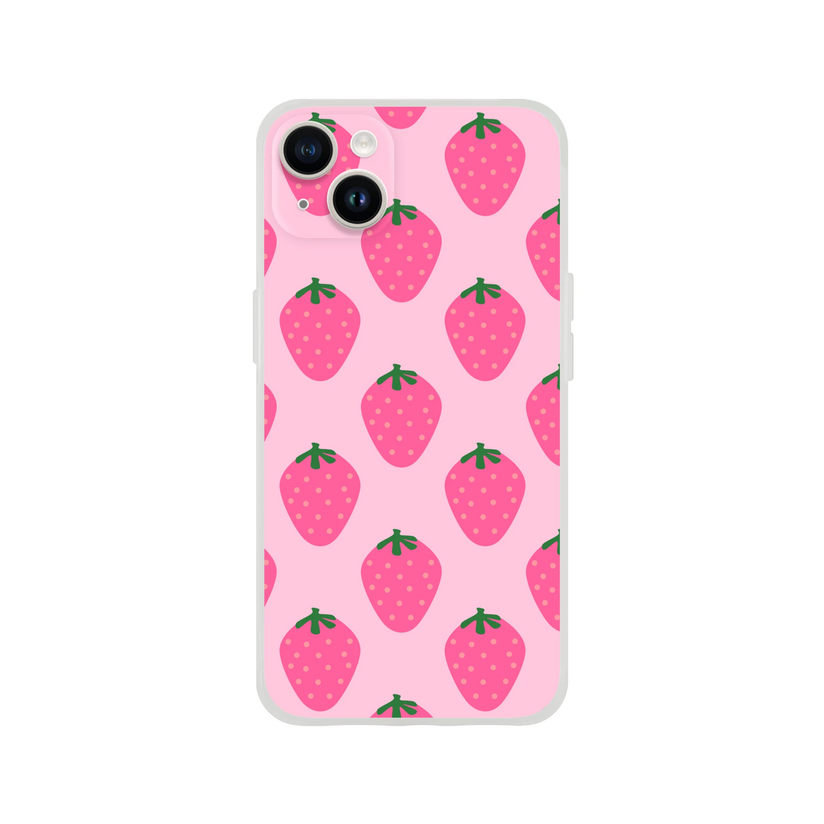 Cute pink strawberry-pattern iPhone case for 13-16 with kawaii fruit aesthetic.