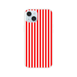 Red Stripe iPhone Case (13-16) Minimalist Retro Striped Phone Cover with vertical red stripes and slim matte finish.