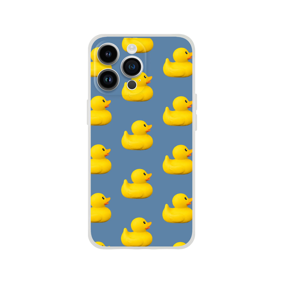 Blue aesthetic rubber duck iPhone case for 13-16, matte finish, lightweight desk-ready cover.