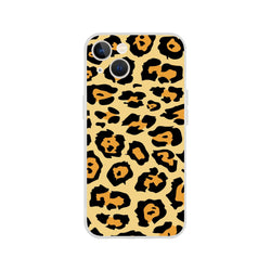 Classic leopard-print iPhone case for 13–16 with retro tan background and black/orange spots.
