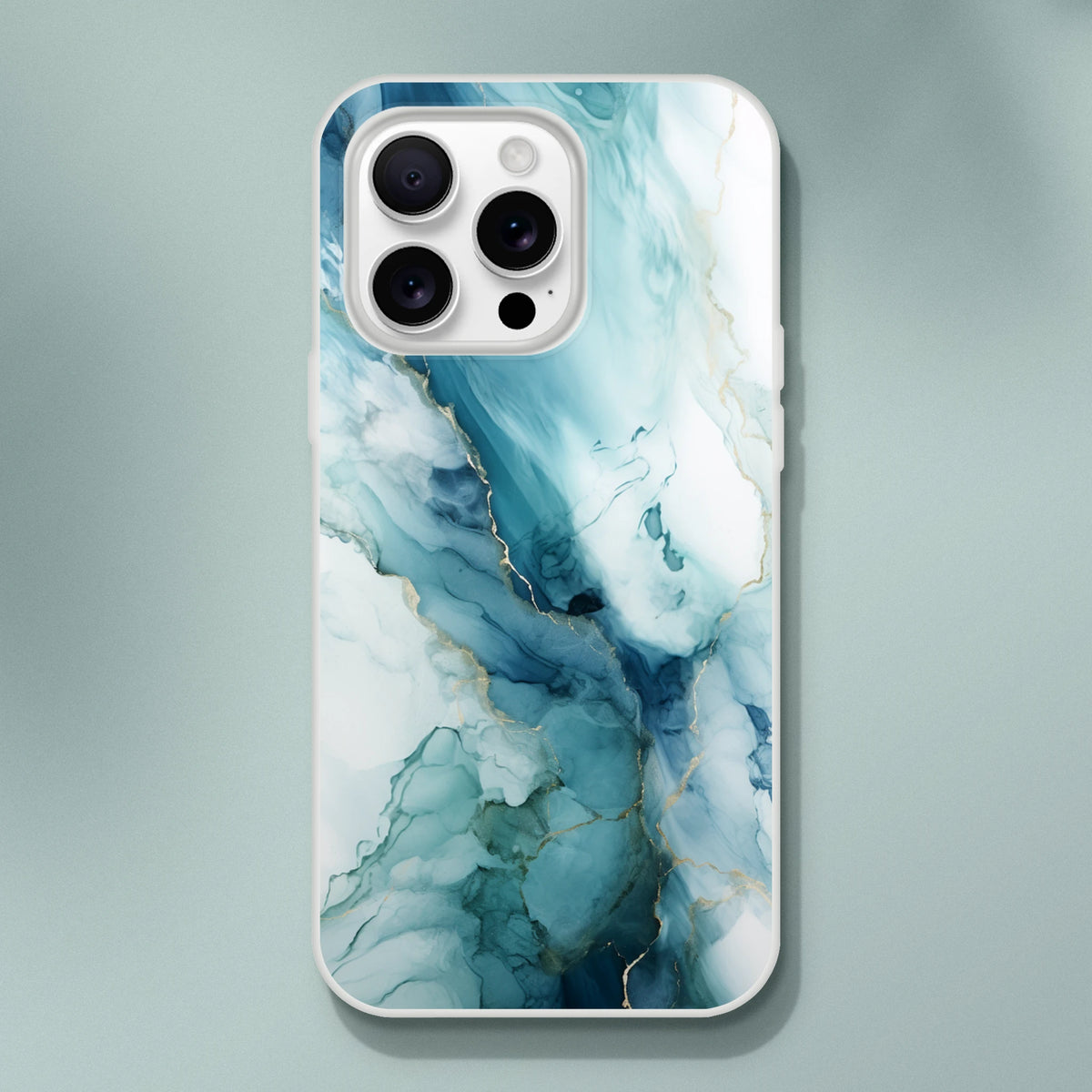 Blue Marble iPhone case with Ocean Agate abstract pattern, slim matte shell for iPhone 13-16