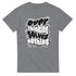 Grey men's graphic T-shirt with bold black-and-white text reading 'Over thinking solves nothing' and decorative swirls.
