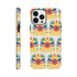 Floral tough dual-layer phone case with wraparound print for iPhone 16 15 14 13, glossy protective cover.