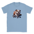 Light blue men's graphic tee with a skateboarding bulldog illustration on soft cotton blend fabric.