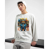 White Urban Teddy Bear men's graphic sweatshirt with a colorful bear in hoodie against graffiti backdrop.