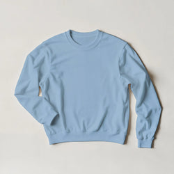 Light blue crew neck sweatshirt with long sleeves. Tropical retro back print features cute strawberry palm design for women.