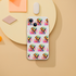 Slim protective transparent case for iPhone 13-16 featuring a repeating colorful dog wearing sunglasses.