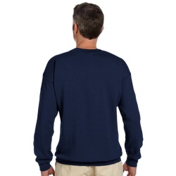 Back view of a navy men's sweatshirt featuring a relaxed fit and ribbed cuffs, showcasing the plain rear design of the streetwear jumper.