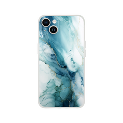 Blue Marble iPhone case for 13-16 with Ocean Agate abstract pattern and slim matte shell.