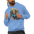 Men's Urban Teddy Bear Hoodie in blue with colorful graffiti bear graphic; 50/50 cotton-poly blend.