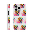 Colorful dog with sunglasses on a tough dual-layer phone case for iPhone 16 15 14 13 with wraparound print