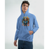 Men's blue Urban Teddy Bear Hoodie, 50/50 cotton-poly blend, bold bear graphic with graffiti backdrop.