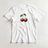 White women's cotton-blend crew-neck T-shirt with cherries graphic print.