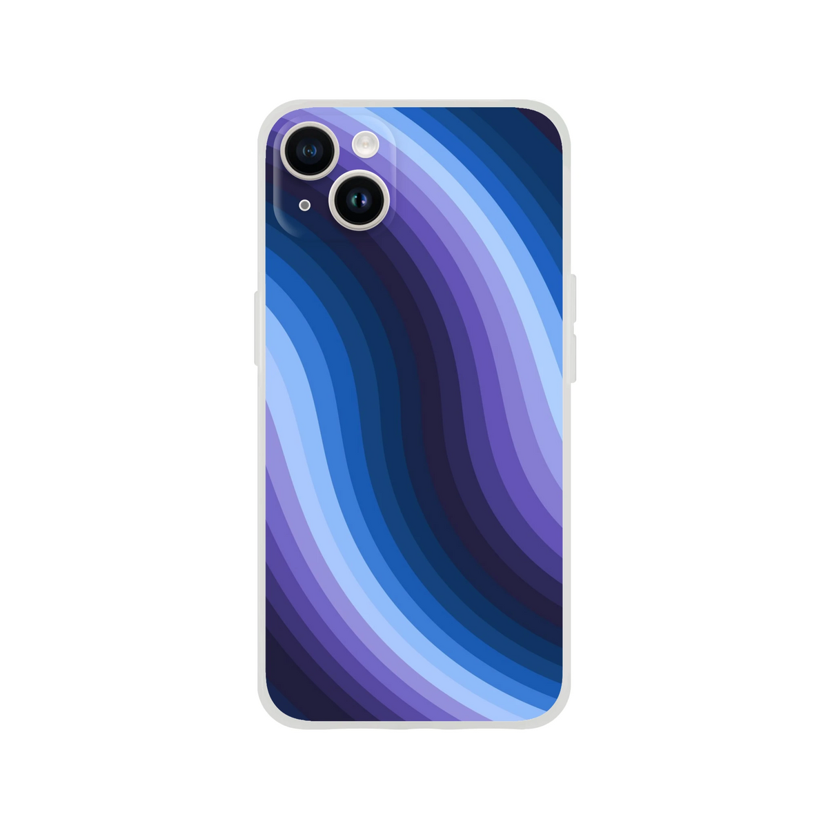 Blue Retro Wave iPhone Case with abstract Y2K swirl for iPhone 13–16; matte, slim protection.