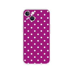 Retro purple and white polka dot iPhone case with matte finish and shock-absorbing TPU protection for iPhone 13-16.