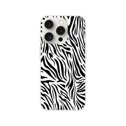 Zebra-print iPhone case for 13–16, Y2K animal aesthetic, durable print for daily protection.