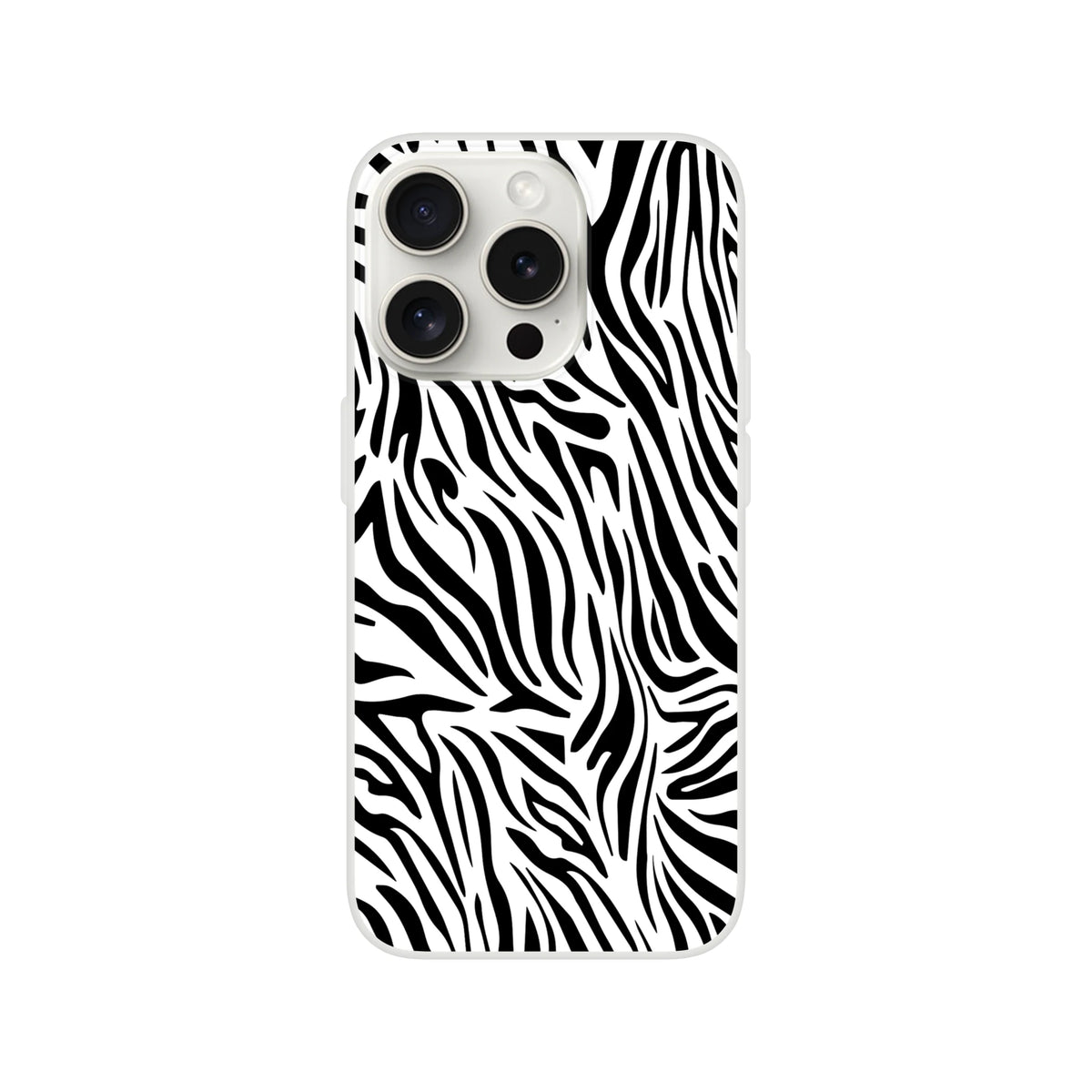 Zebra-print iPhone case for 13–16, Y2K animal aesthetic, durable print for daily protection.