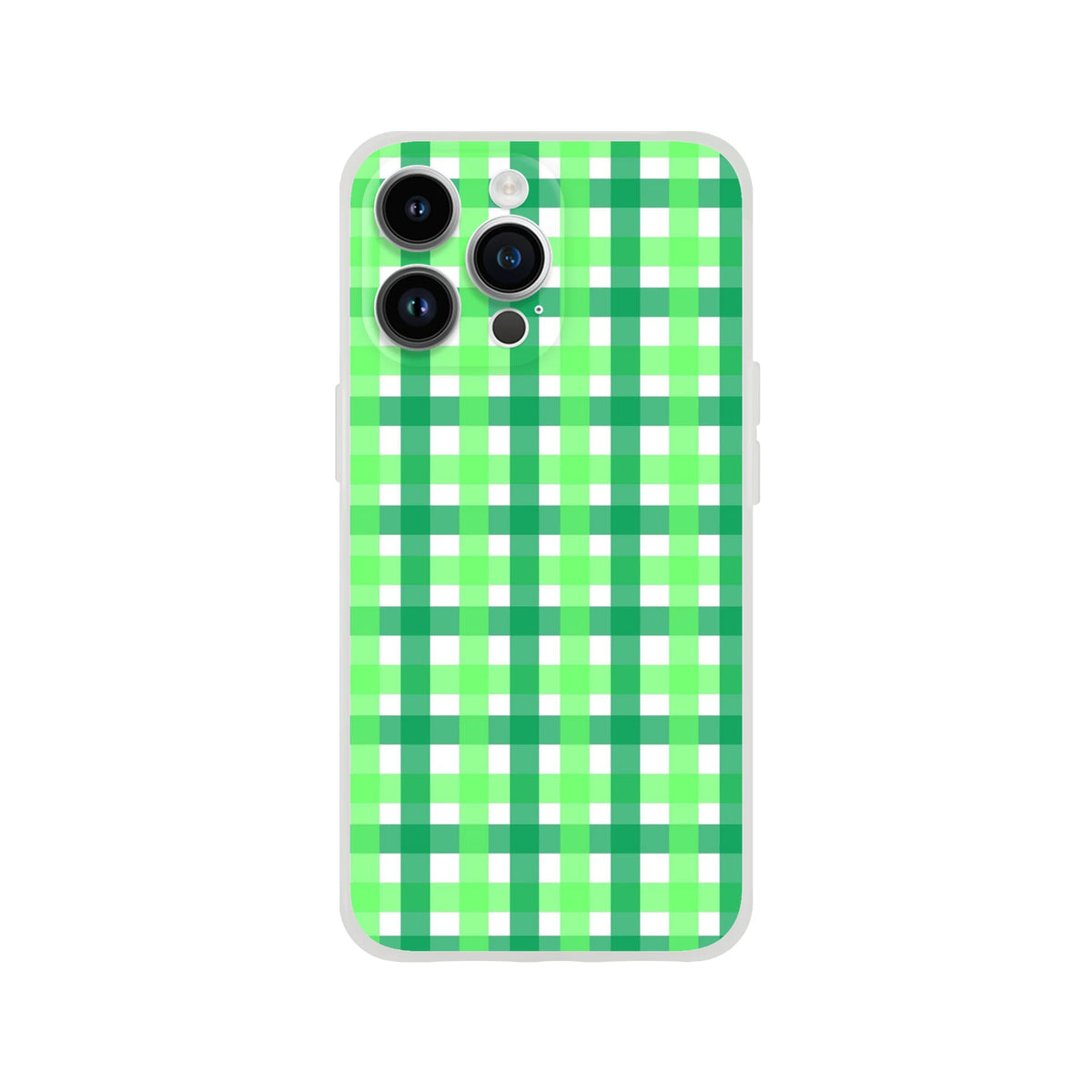 Green gingham iPhone case with bold checkered print for a cute, playful aesthetic