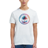 Men's white T-shirt with a vibrant circular palm tree graphic in retro Y2K streetwear style.