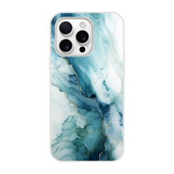 Blue Marble Ocean Agate abstract iPhone case for iPhone 13–16, slim matte shell.