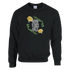 Black women's graphic sweatshirt featuring a leafy circle with yellow roses and 'GOOD VIBES ONLY' text.